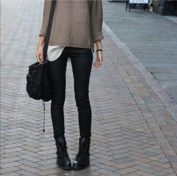 Edgy Black Leather Buckled Moto Booties - Picture 7 of 8